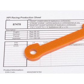 FRONT LOWER BRACE 6x60x4mm (ORANGE) FRONT LOWER BRACE 6x60x4mm (ORANGE)