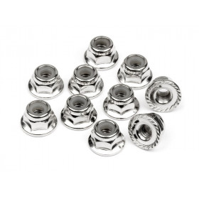 SERRATED FLANGE LOCK NUT M4 (SILVER/10pcs) SERRATED FLANGE LOCK NUT M4 (SILVER/10pcs)