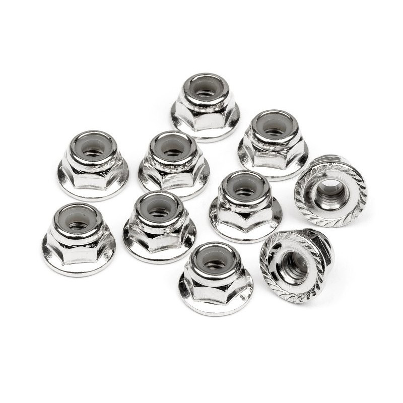SERRATED FLANGE LOCK NUT M4 (SILVER/10pcs) SERRATED FLANGE LOCK NUT M4 (SILVER/10pcs)