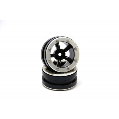 Beadlock Wheels PT-Safari Black/Silver 1.9 (2 pcs)