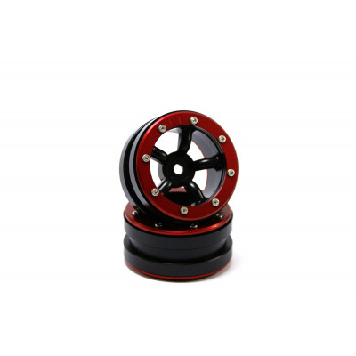 Beadlock Wheels PT-Safari Black/Red 1.9 (2 pcs)