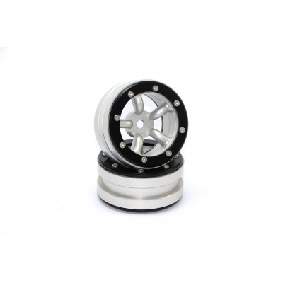 Beadlock Wheels PT-Safari Silver/Black 1.9 (2 pcs)