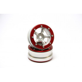 Beadlock Wheels PT-Safari Silver/Red 1.9 (2 pcs) Beadlock Wheels PT-Safari Silver/Red 1.9 (2 pcs)