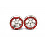 Beadlock Wheels PT-Safari Silver/Red 1.9 (2 pcs)