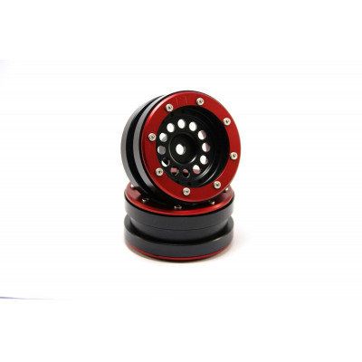 Beadlock Wheels PT-Bullet Black/Red 1.9 (2 pcs)