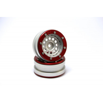 Beadlock Wheels PT-Bullet Silver/Red 1.9 (2 pcs)