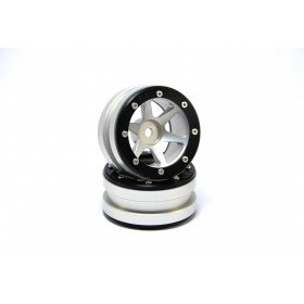 Beadlock Wheels PT-Slingshot Silver/Black 1.9 (2 pcs) Beadlock Wheels PT-Slingshot Silver/Black 1.9 (2 pcs)