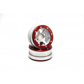 Beadlock Wheels PT- Slingshot Silver/Red 1.9 (2 pcs) Beadlock Wheels PT- Slingshot Silver/Red 1.9 (2 pcs)