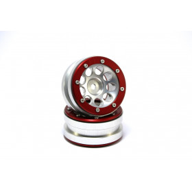 Beadlock Wheels PT- Ecohole Silver/Red 1.9 (2 pcs) Beadlock Wheels PT- Ecohole Silver/Red 1.9 (2 pcs)