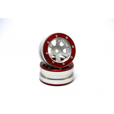 Beadlock Wheels PT-Claw Silver/Red 1.9 (2 pcs)