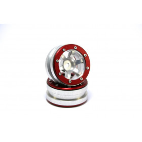 Beadlock Wheels PT- Wave Silver/Red 1.9 (2 pcs) Beadlock Wheels PT- Wave Silver/Red 1.9 (2 pcs)