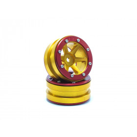 Beadlock Wheels PT- Slingshot Gold/Red 1.9 Beadlock Wheels PT- Slingshot Gold/Red 1.9