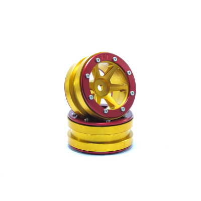 Beadlock Wheels PT- Slingshot Gold/Red 1.9