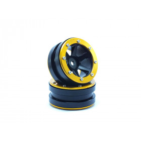 Beadlock Wheels PT-Slingshot Black/Gold 1.9 Beadlock Wheels PT-Slingshot Black/Gold 1.9