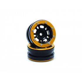 Beadlock Wheels PT- Distractor Black/Gold 1.9 Beadlock Wheels PT- Distractor Black/Gold 1.9