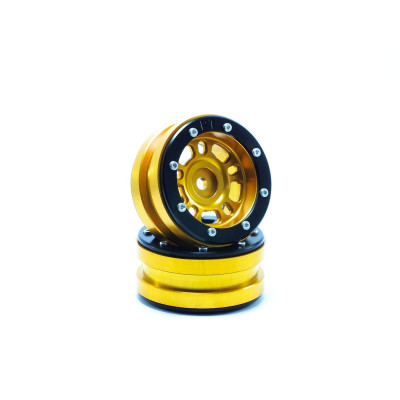 Beadlock Wheels PT- Distractor Gold/Black 1.9