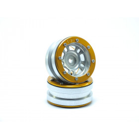 Beadlock Wheels PT- Distractor Silver/Gold 1.9 Beadlock Wheels PT- Distractor Silver/Gold 1.9