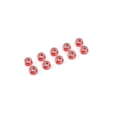 Nylstop nut M4 "Red", Aluminium (10pcs)