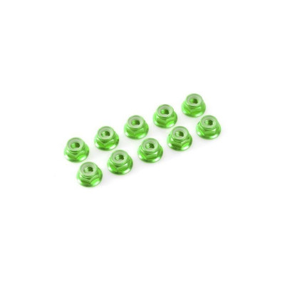 Flanged nylstop nut M3 "Green", Aluminium (10pcs)