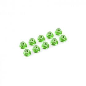 Flanged nylstop nut M4 "Green", Aluminium (10pcs) Flanged nylstop nut M4 "Green", Aluminium (10pcs)