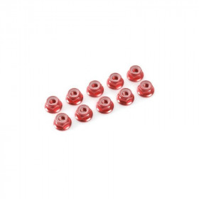 Flanged nylstop nut M4 "Red", Aluminium (10pcs) Flanged nylstop nut M4 "Red", Aluminium (10pcs)