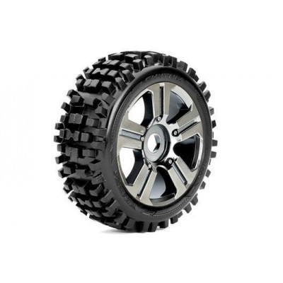 Pneus 1/8 Buggy - Colados - Jante Cromada - 17mm Hex (2 pcs)