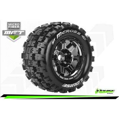 MFT ST-MCROSS 1:8 STADIUM TRUCK TIRE SET MOUNTED SPORT BLACM