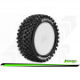 E-UPHILL 1:10 BUGGY TIRE SET MOUNTED SOFT WHITE WHEELS 12MM