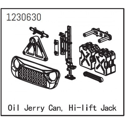 GRILL, OIL JERRY CAN AND HIGH LIFT JACK