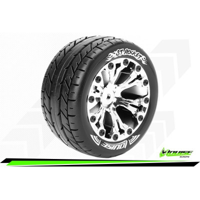 ST-ROCKET 1:10 STADIUM TRUCK TIRE SET MOUNTED SPORT CHROME