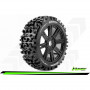 B-PIONEER 1:8 BUGGY TIRE SET MOUNTED SOFT BLACK SPOKE WHEELS