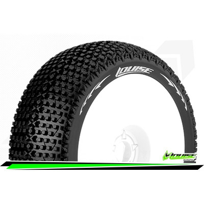 B-TURBO 1:8 BUGGY TIRE SET MOUNTED SOFT WHITE RIMS