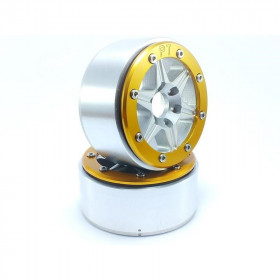 BEADLOCK WHEELS PT-SIXSTAR SILVER/GOLD 1.9 BEADLOCK WHEELS PT-SIXSTAR SILVER/GOLD 1.9