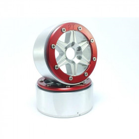BEADLOCK WHEELS PT-SIXSTAR SILVER/RED 1.9 BEADLOCK WHEELS PT-SIXSTAR SILVER/RED 1.9