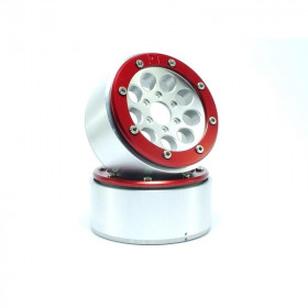 BEADLOCK WHEELS PT-GUN SILVER/RED 1.9 BEADLOCK WHEELS PT-GUN SILVER/RED 1.9