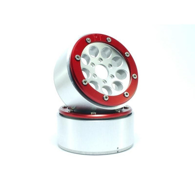 BEADLOCK WHEELS PT-GUN SILVER/RED 1.9