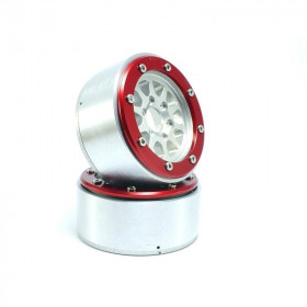 BEADLOCK WHEELS PT-GEAR SILVER/RED 1.9 BEADLOCK WHEELS PT-GEAR SILVER/RED 1.9