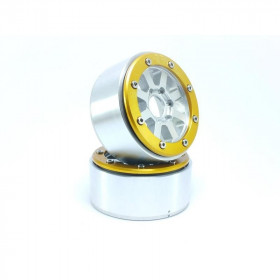 BEADLOCK WHEELS PT-HAMMER SILVER/GOLD 1.9 BEADLOCK WHEELS PT-HAMMER SILVER/GOLD 1.9
