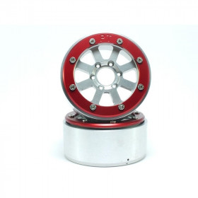 BEADLOCK WHEELS PT-HAMMER SILVER/RED 1.9 BEADLOCK WHEELS PT-HAMMER SILVER/RED 1.9