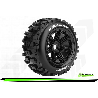 B-ULLDOZE 1:5 BUGGY TIRE SET MOUNTED SPORT BLACK FRONT 24MM