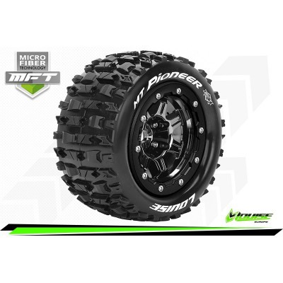 MFT MT-PIONEER Maxx Tire Set Mounted Sport Black Chrome 3.8 Bead-Lock Wheels 1/2-Offset Hex 17mm
