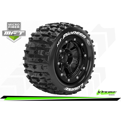 MFT MT-PIONEER Maxx Tire Set Mounted Sport Black 3.8 Bead-Lock Wheels 1/2-Offset Hex 17mm
