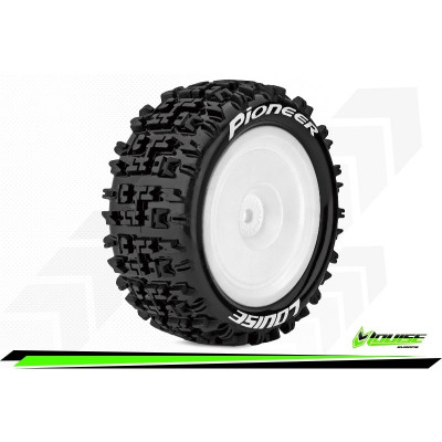 E-PIONEER 1:10 Buggy Tire Set Mounted Soft White Wheels Hex 12mm - Rear