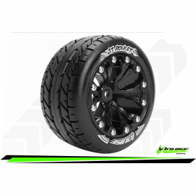 ST-ROCKET - 1:10 Stadium Truck Tire Set Mounted Sport Black 2.8 Wheels 1/2-Offset Hex 12mm ST-ROCKET - 1:10 Stadium Truck Tire Set Mounted Sport Black 2.8 Wheels 1/2-Offset Hex 12mm