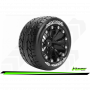 ST-ROCKET - 1:10 Stadium Truck Tire Set Mounted Sport Black 2.8 Wheels 1/2-Offset Hex 12mm