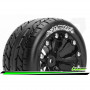 ST-ROCKET - 1:10 Stadium Truck Tire Set Mounted Sport Black 2.8 Wheels 1/2-Offset Hex 12mm