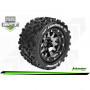 MFT MT-UPHILL 1:10 Monster Truck Tire Set Mounted Sport Black Chrome 2.8 Bead-Lock Wheels 1/2-Offset Hex 12mm