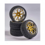 Conjunto Pneus Asfalto 1/10 - Jante Dourada (4)