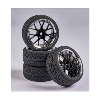 Conjunto Pneus Asfalto 1/10 - Jante Preta (4)