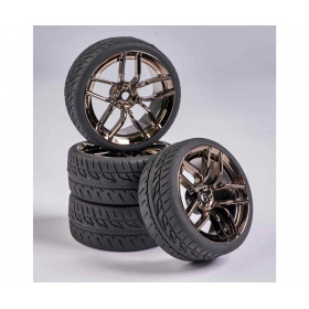 Conjunto Pneus Asfalto 1/10 - Jante Cromada (4) Conjunto Pneus Asfalto 1/10 - Jante Cromada (4)